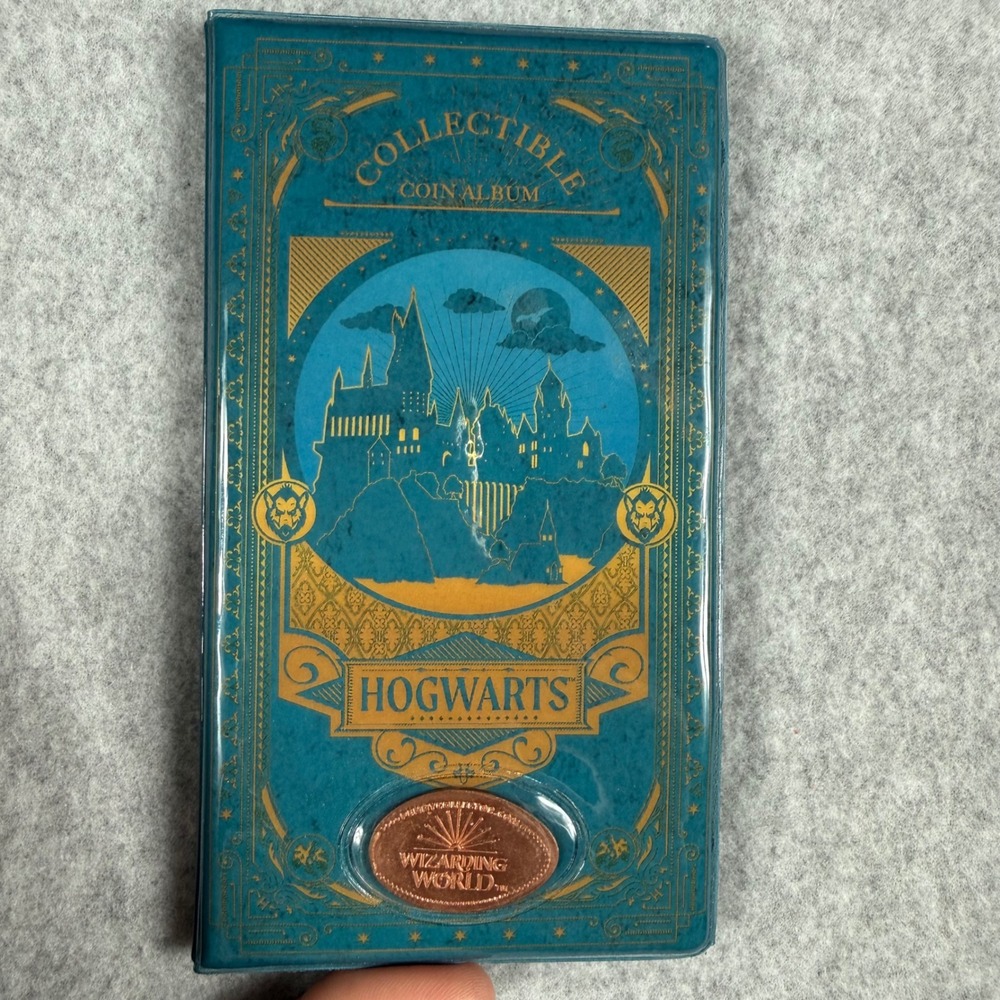 Harry Potter Wizarding World Coin Album Teal Gold Pressed Penny Souvenir Set